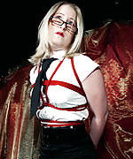 Blond secretary in rope bondage